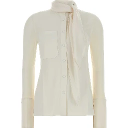 SATIN SCARF COLLAR JERSEY SHIRT