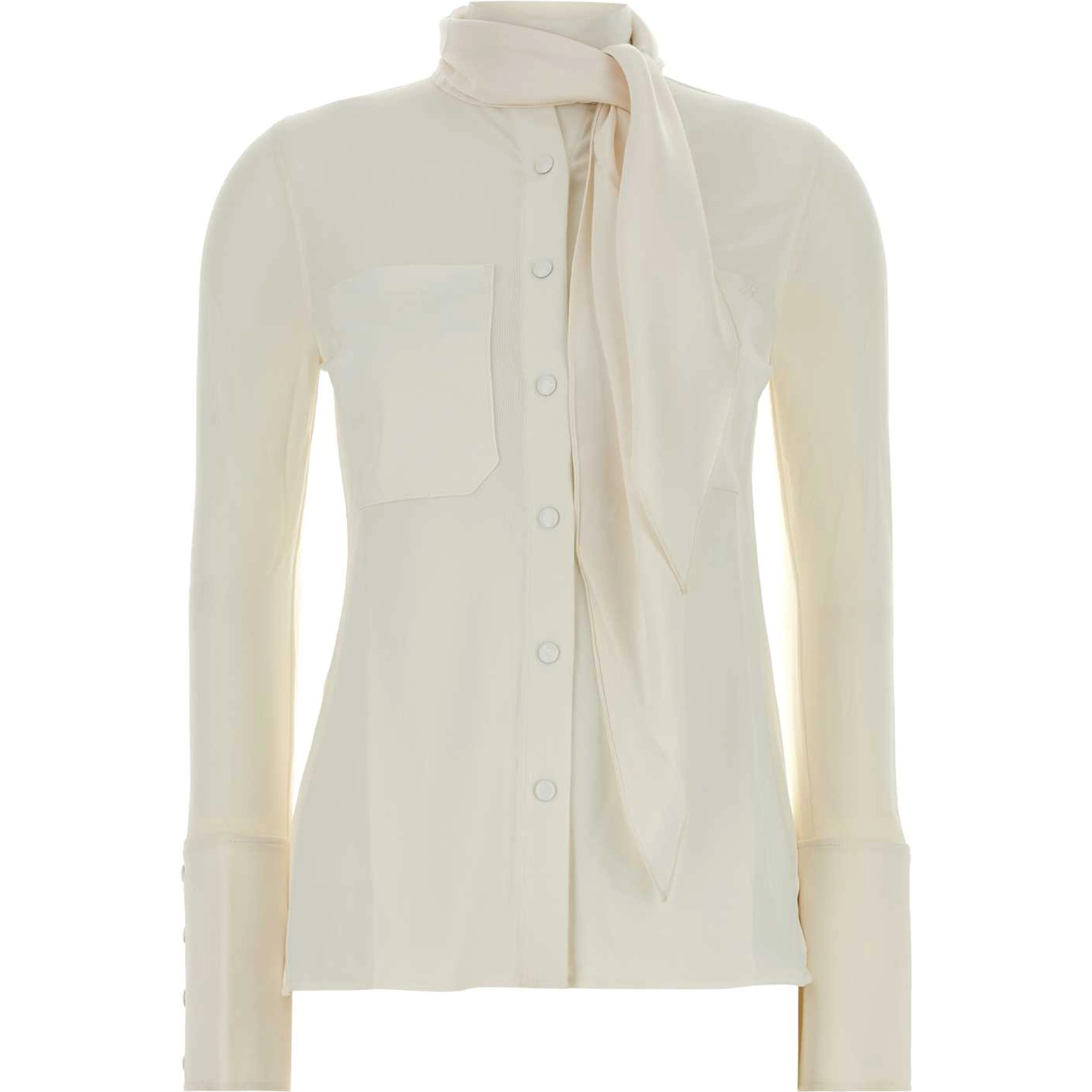 SATIN SCARF COLLAR JERSEY SHIRT