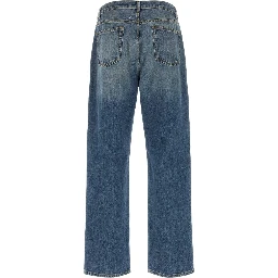 FLOCKED PATCH DENIM TROUSERS