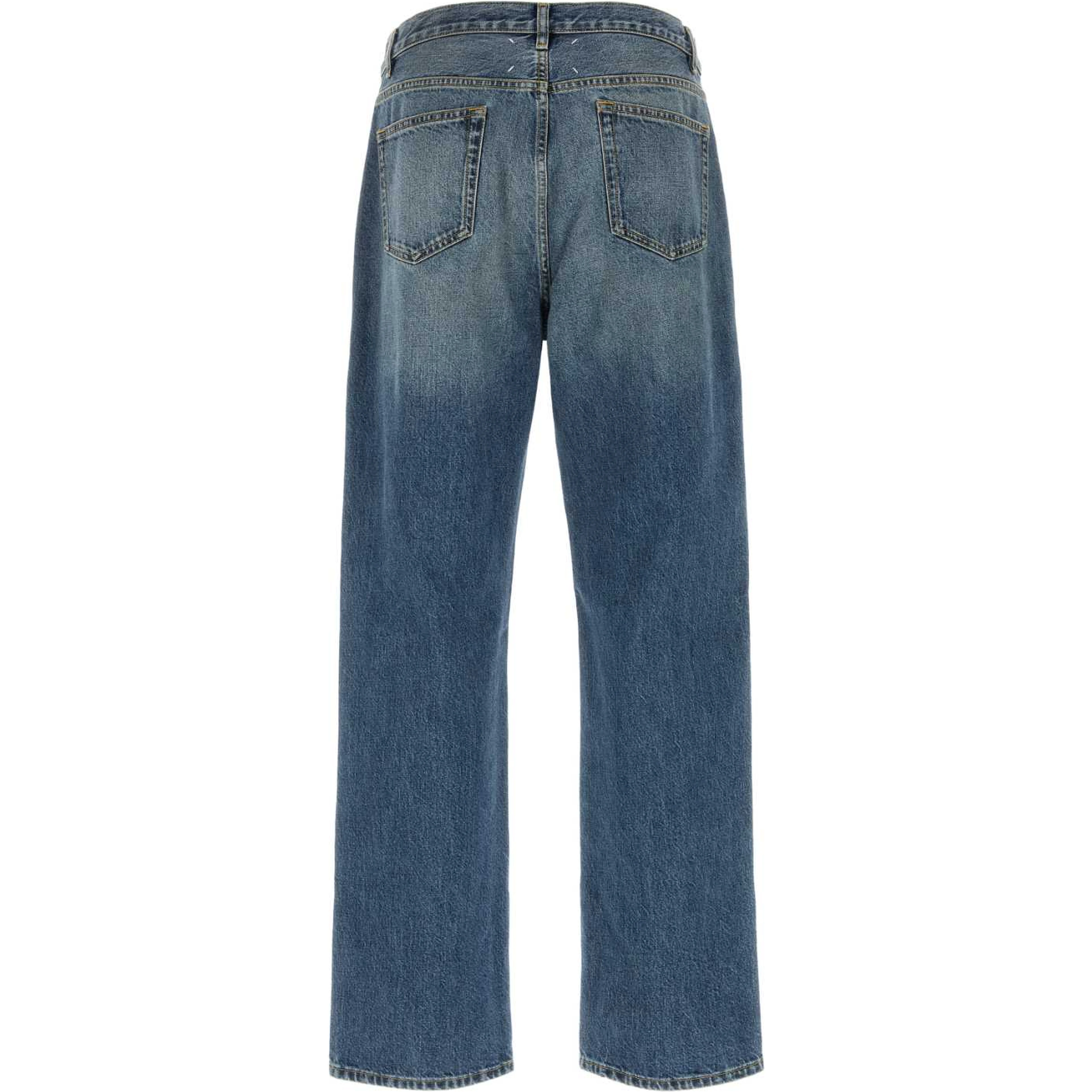 FLOCKED PATCH DENIM TROUSERS