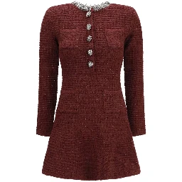 Bordeaux Polyester Casual Dress