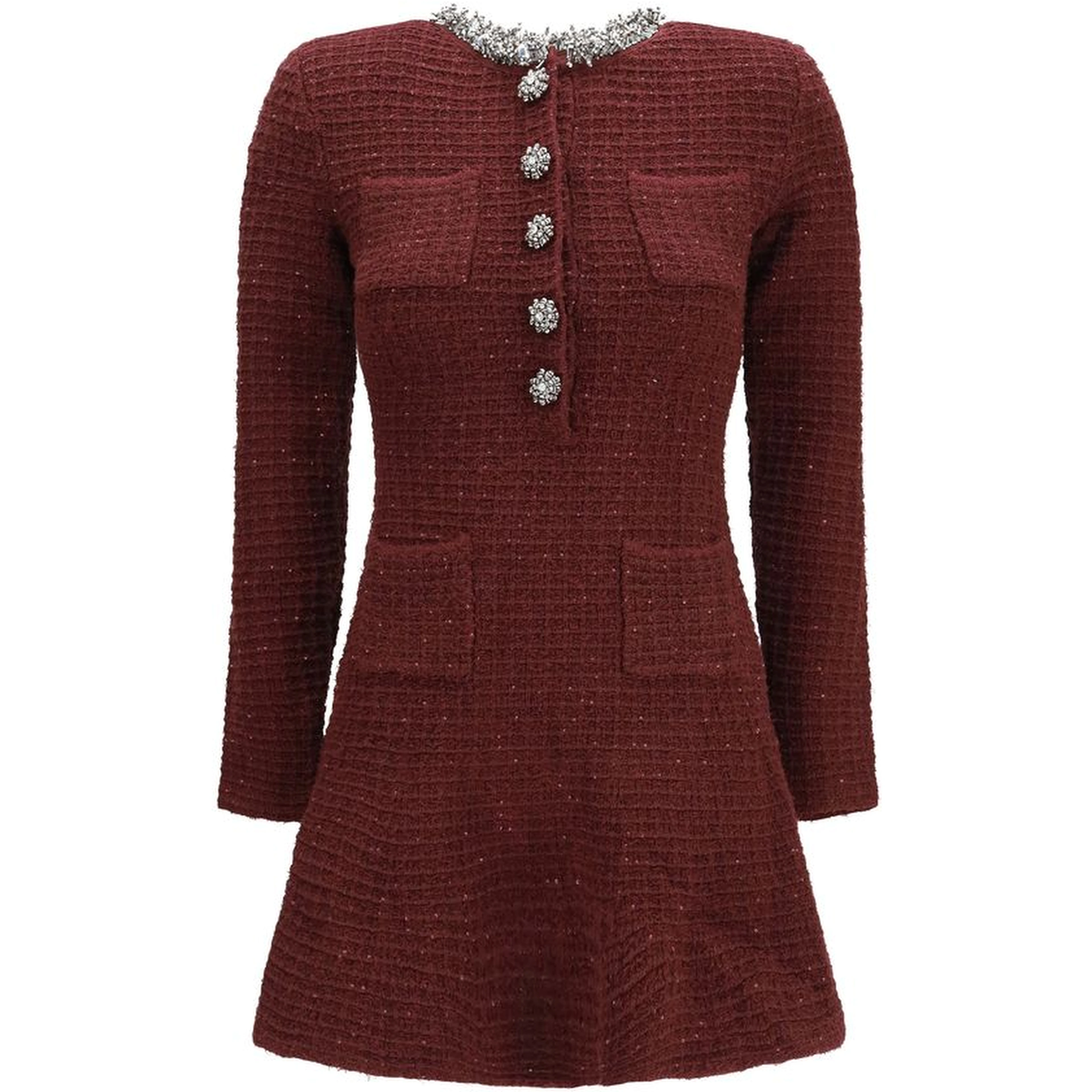 Bordeaux Polyester Casual Dress