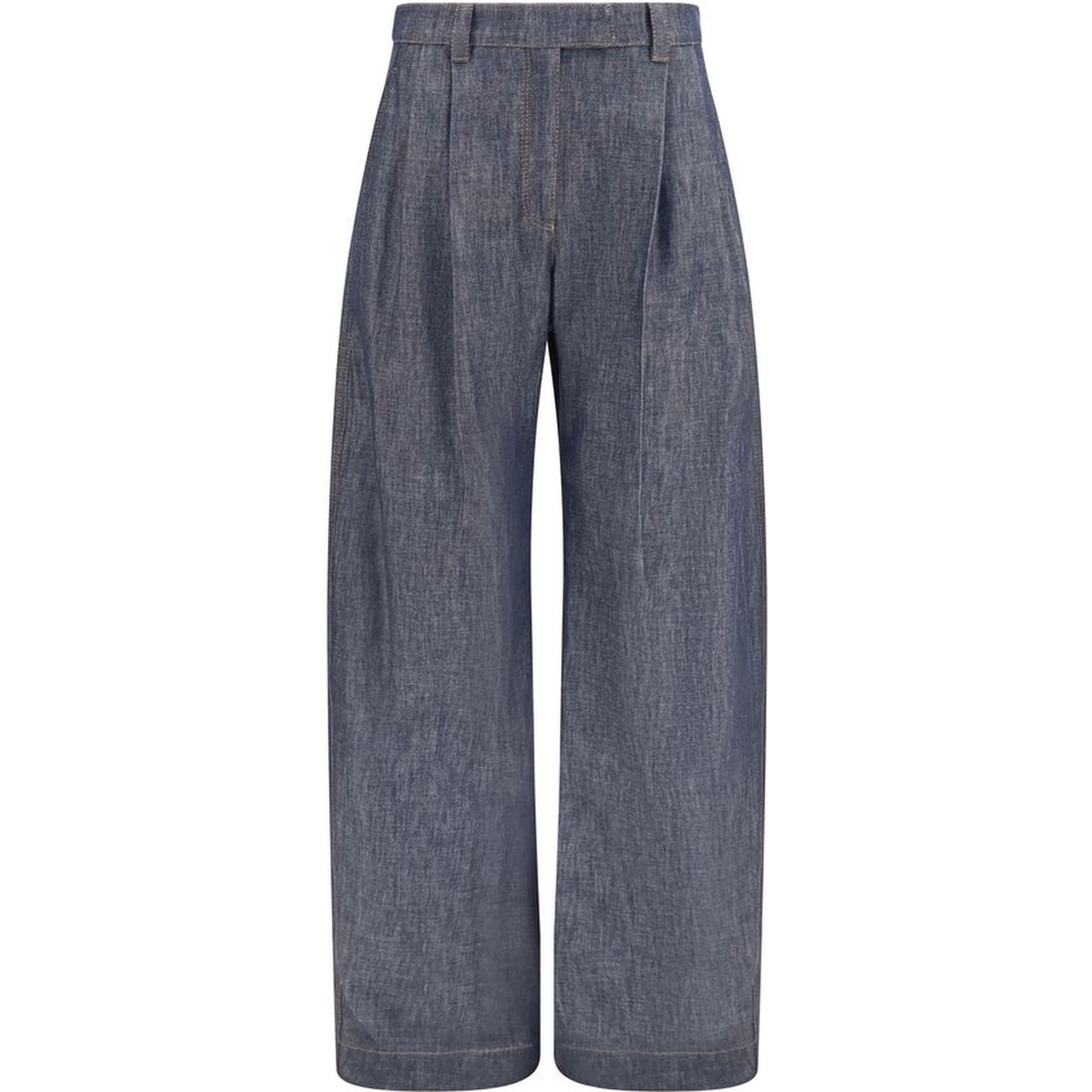 Blue Cotton High-Waisted Jean