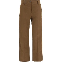 Brown Cotton Casual Pants