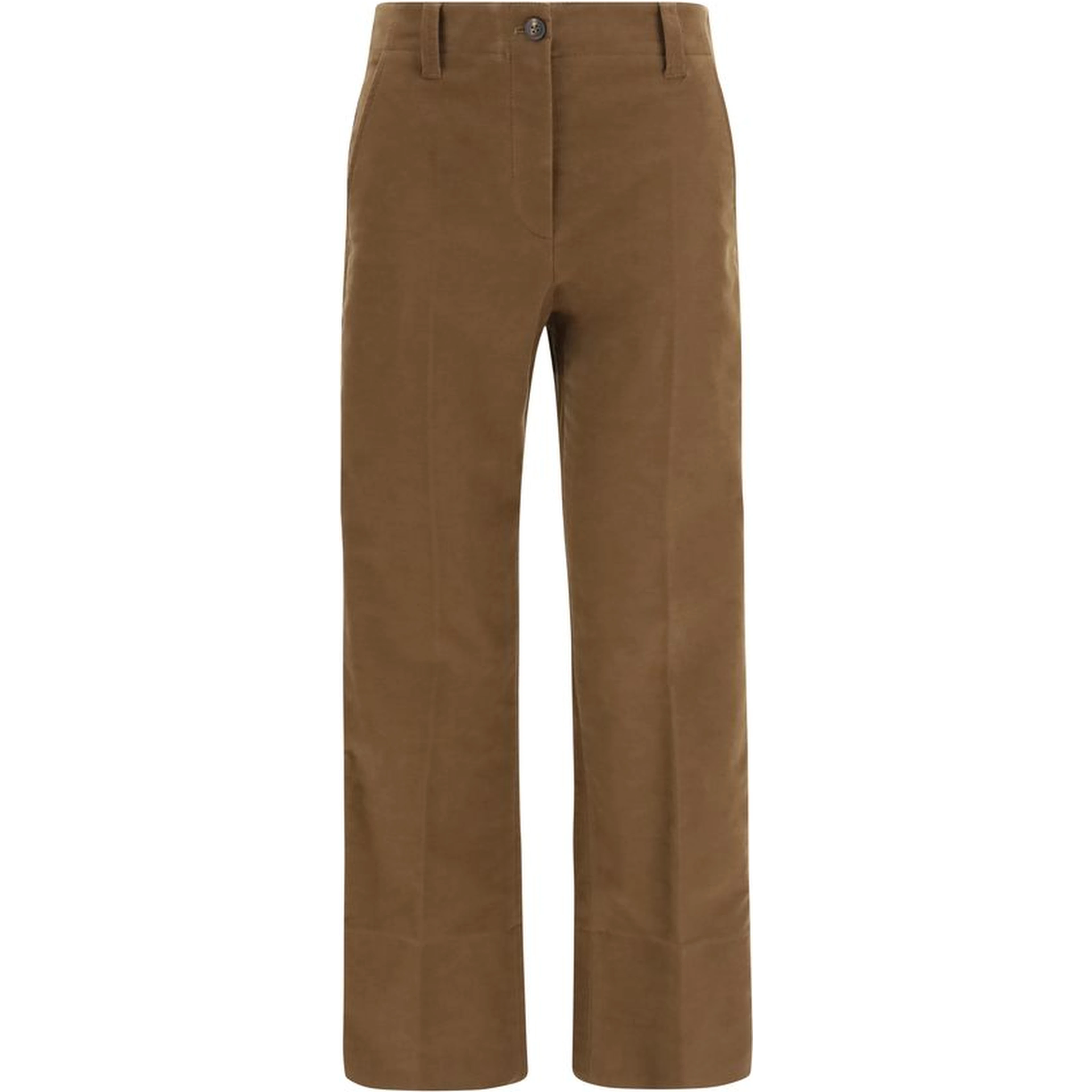 Brown Cotton Casual Pants