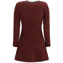 Bordeaux Polyester Casual Dress