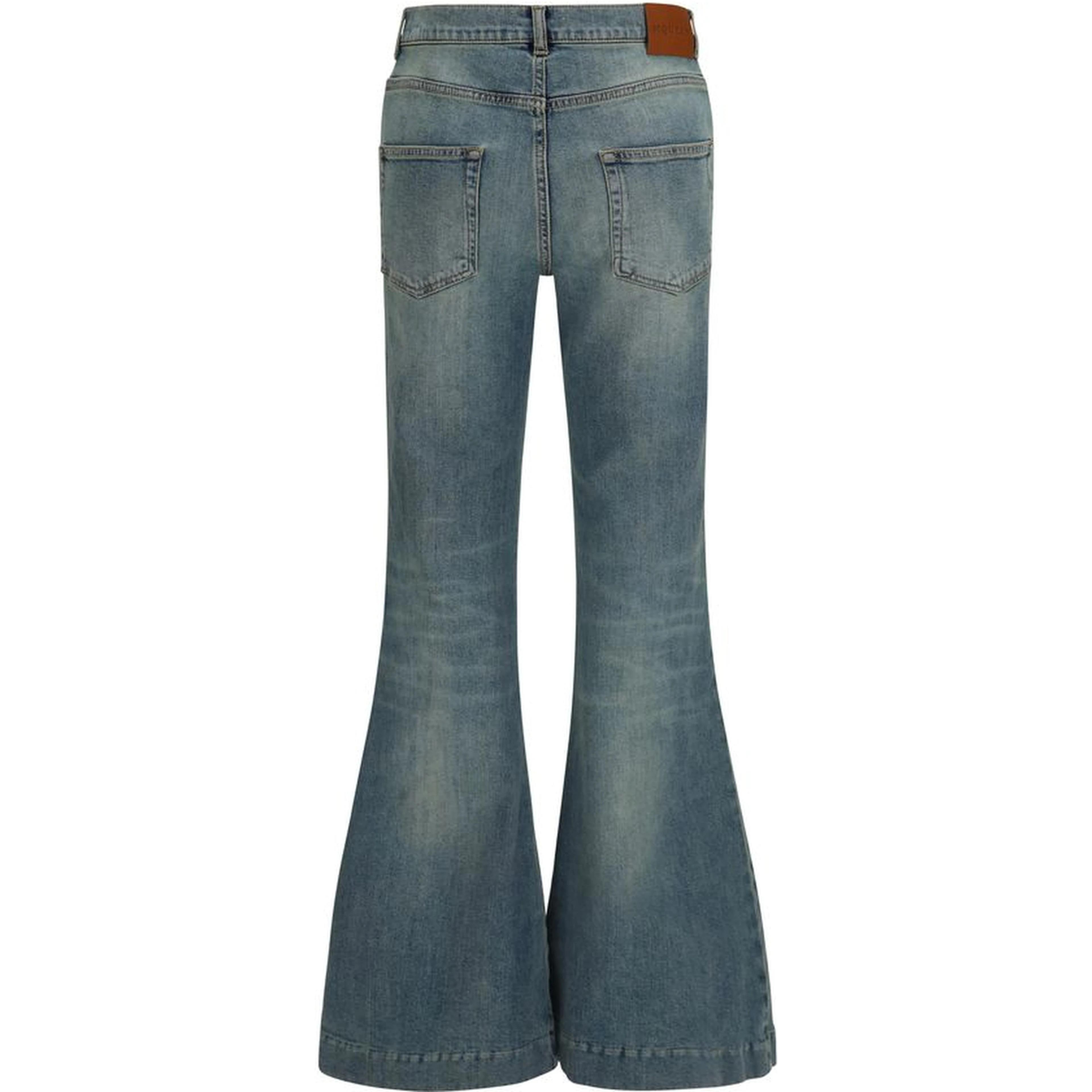 Blue Cotton Flared Jeans