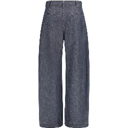 Blue Cotton High-Waisted Jean
