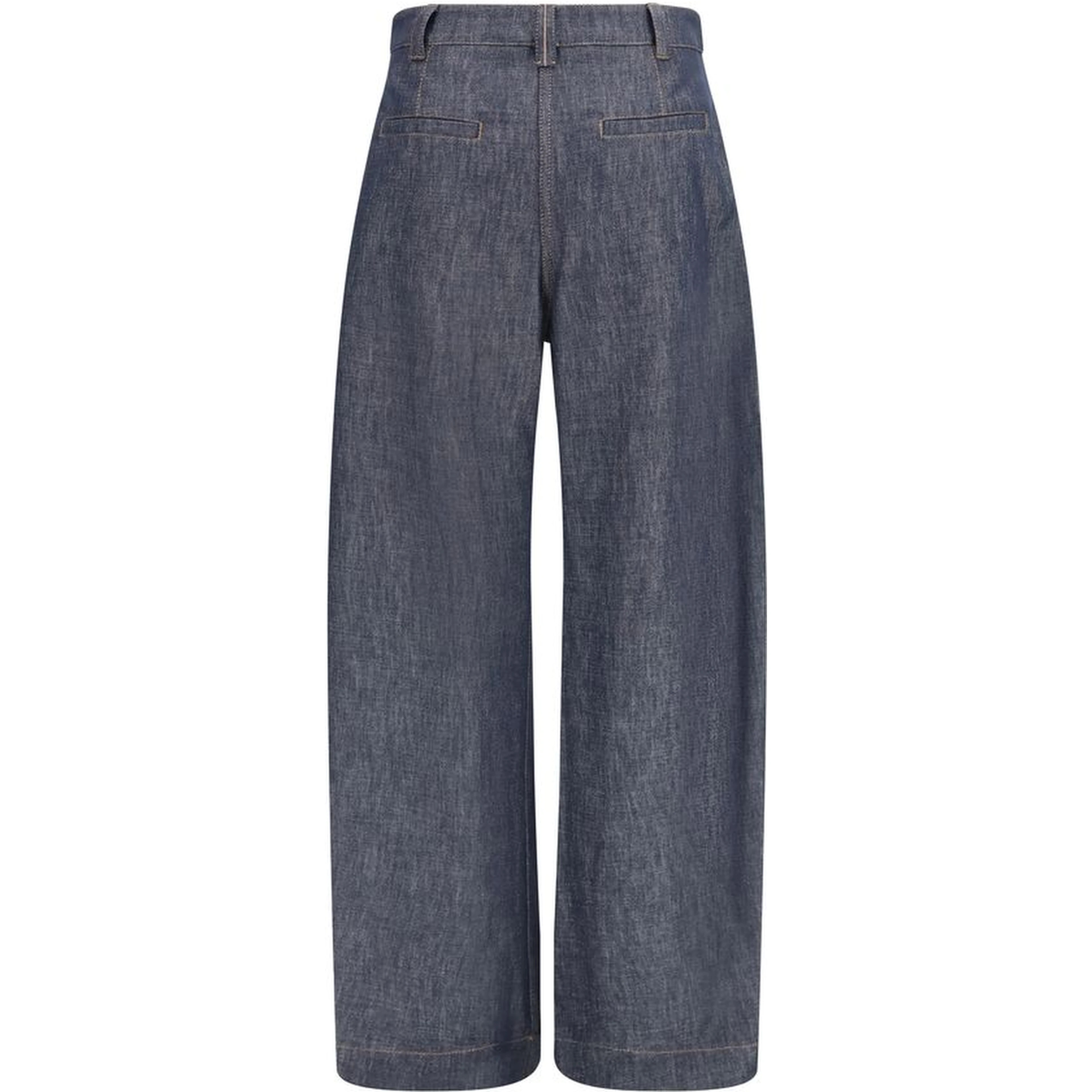 Blue Cotton High-Waisted Jean