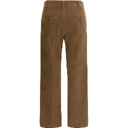Brown Cotton Casual Pants