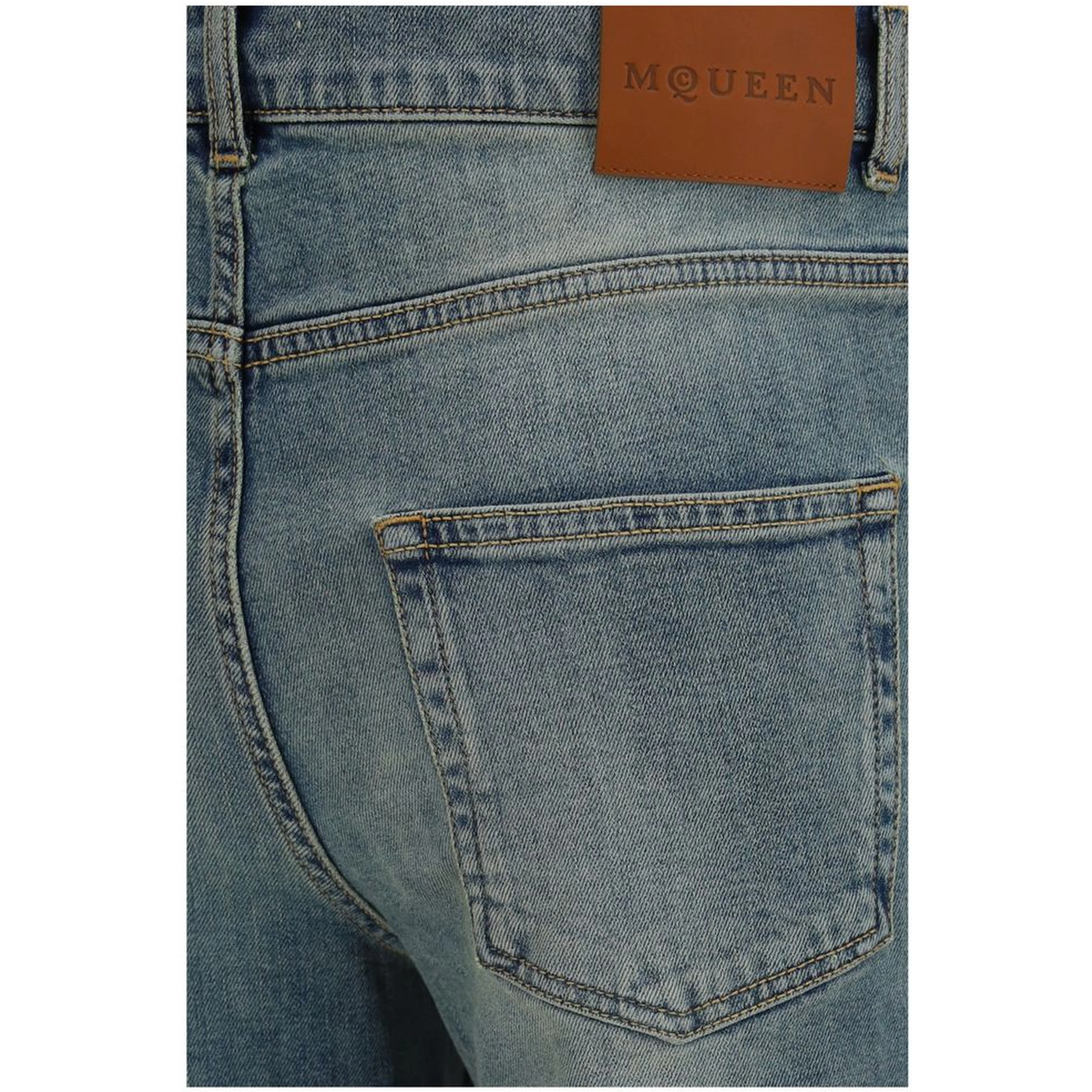 Blue Cotton Flared Jeans