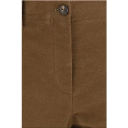 Brown Cotton Casual Pants
