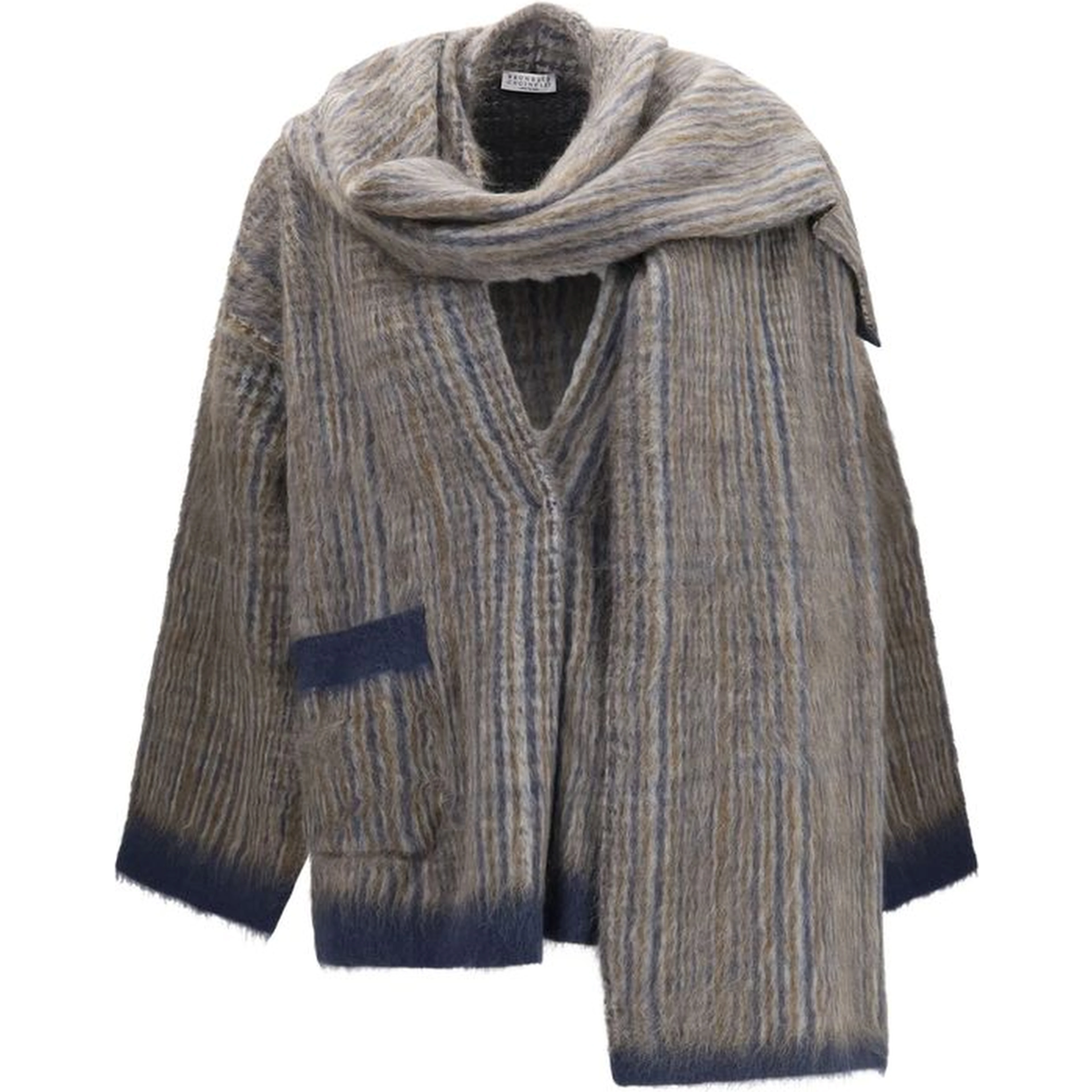 Gray Mohair Full-Length Jacket