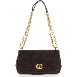 Crossbody bag with chain and logo in brown for women