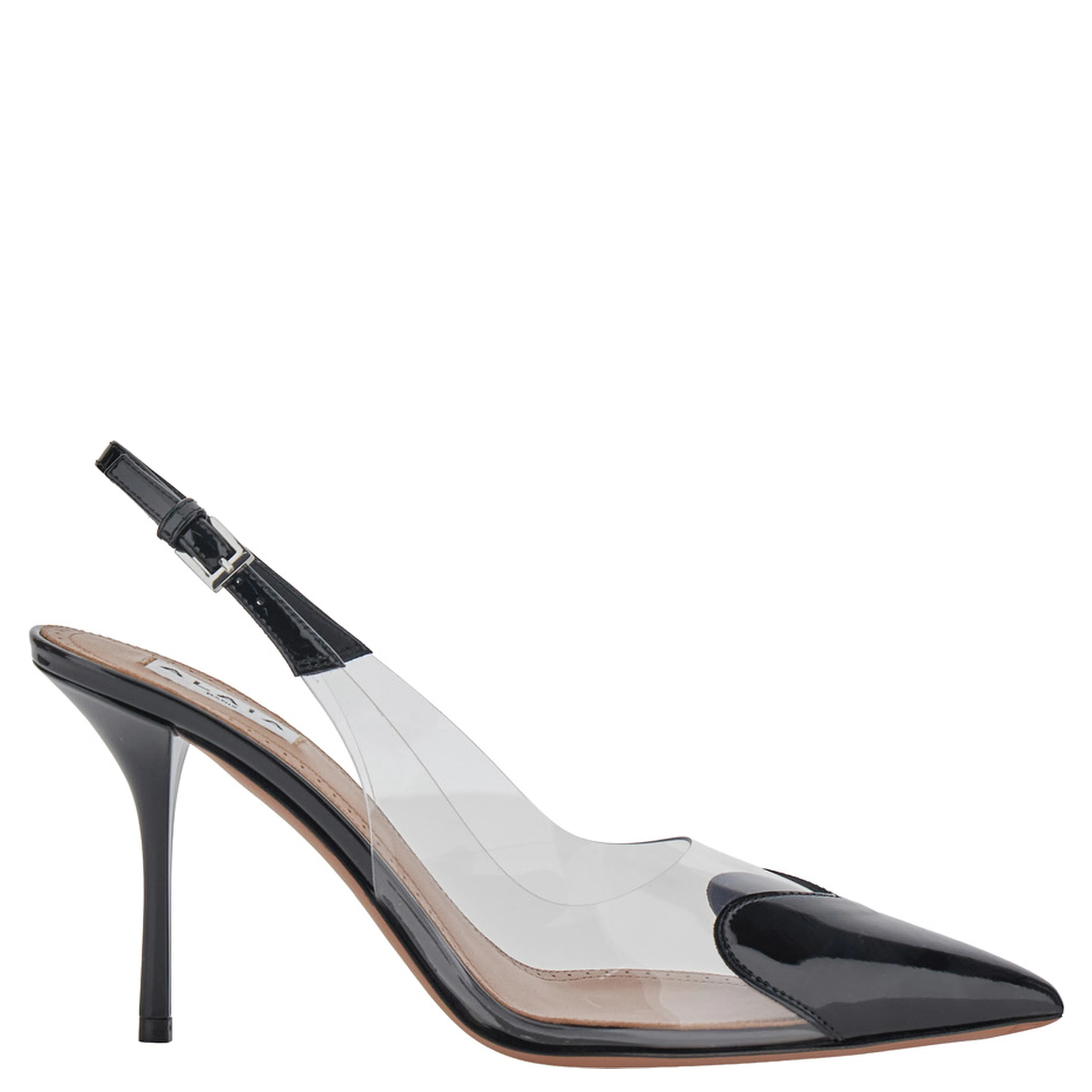 COEUR SLGBACK 90 High Heel Pumps in Black Leather for Women