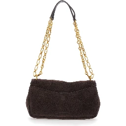 Crossbody bag with chain and logo in brown for women