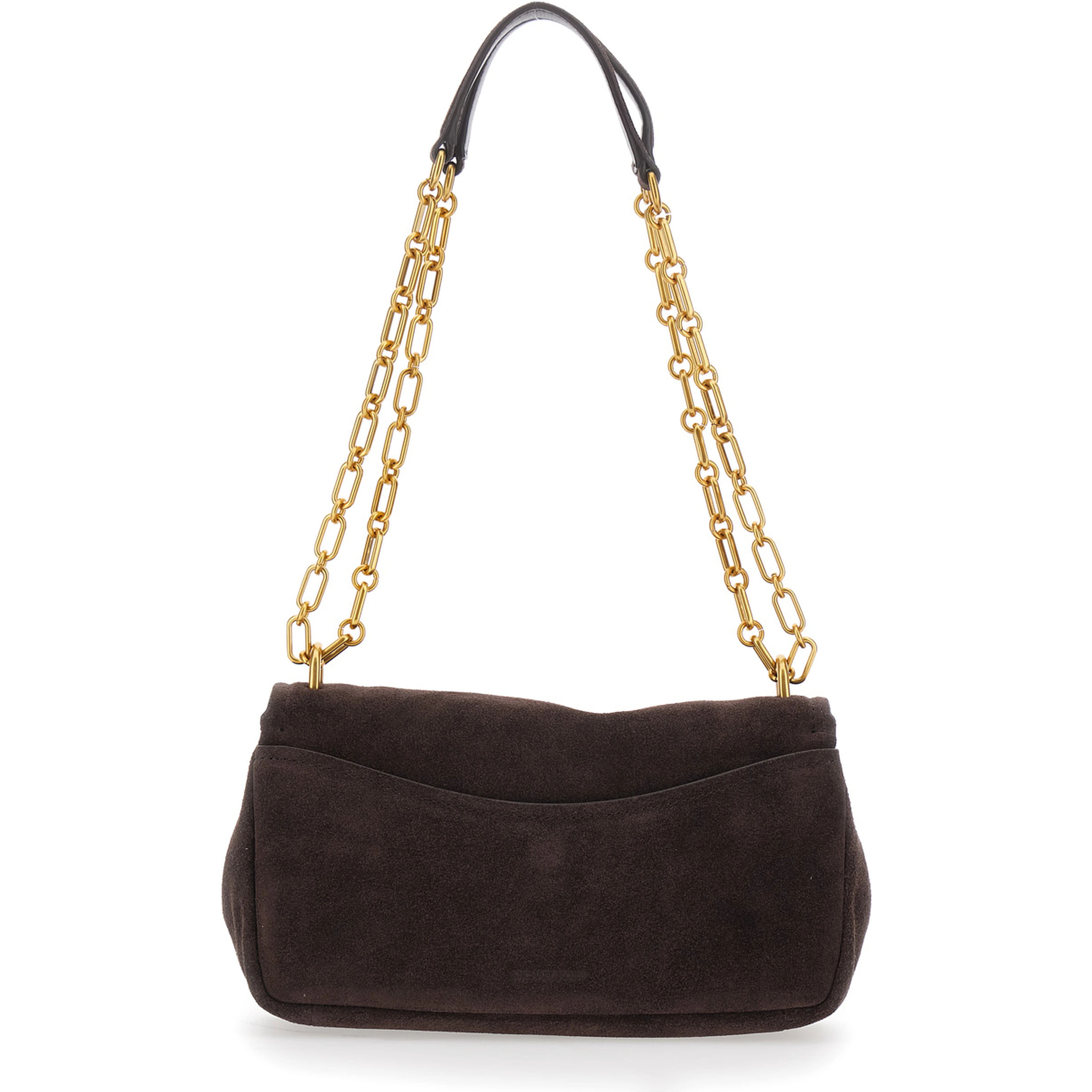 Crossbody bag with chain and logo in brown for women