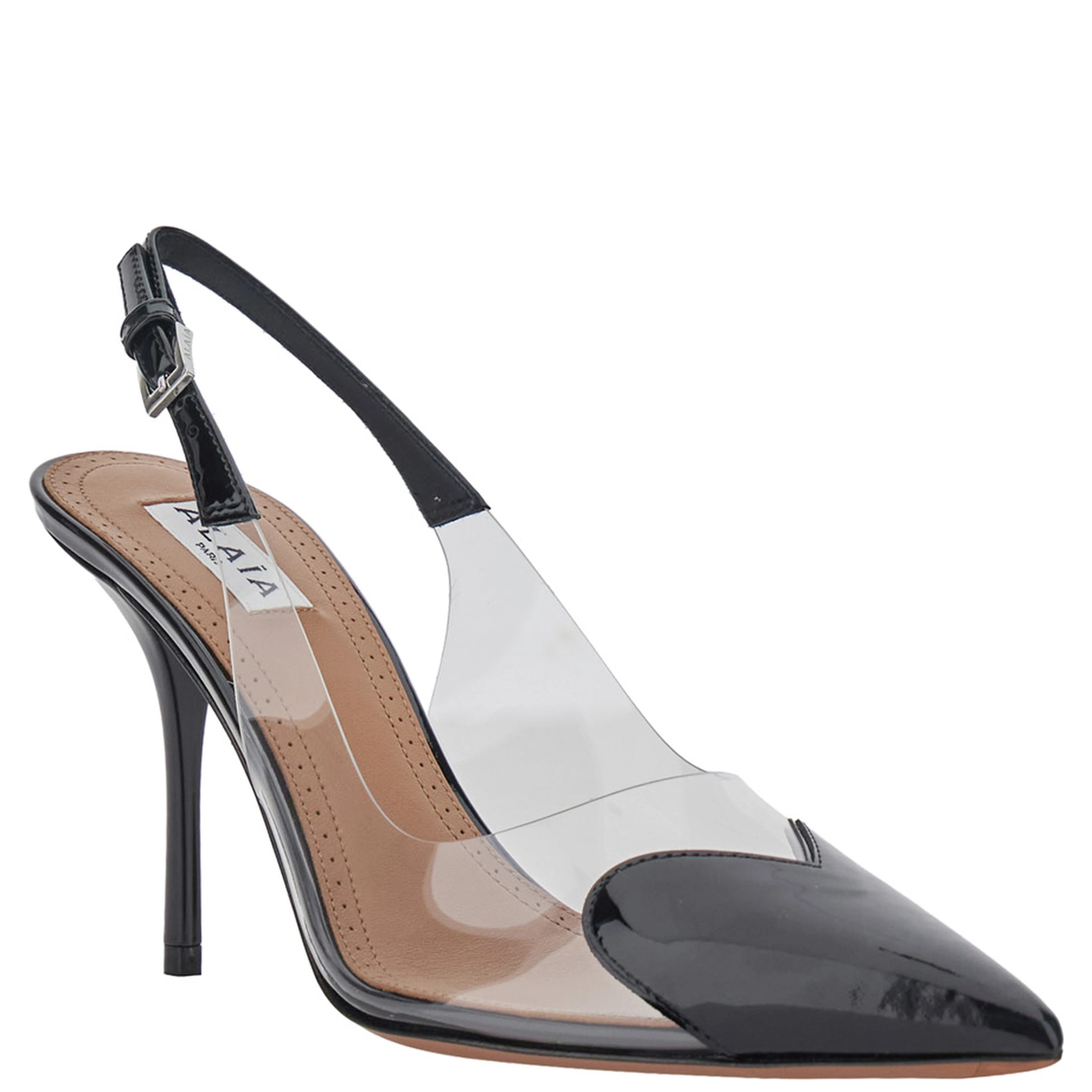 COEUR SLGBACK 90 High Heel Pumps in Black Leather for Women