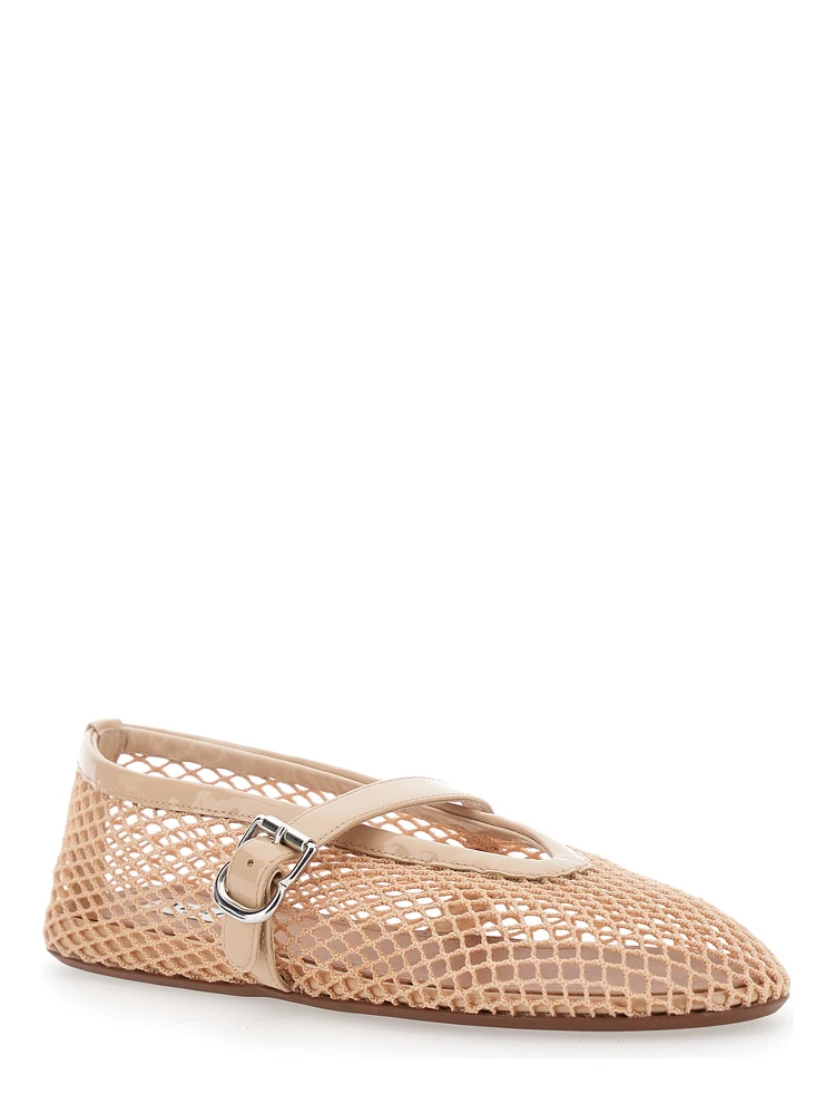 Ballet flats with mesh and leather in white for women alternative