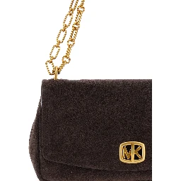 Crossbody bag with chain and logo in brown for women