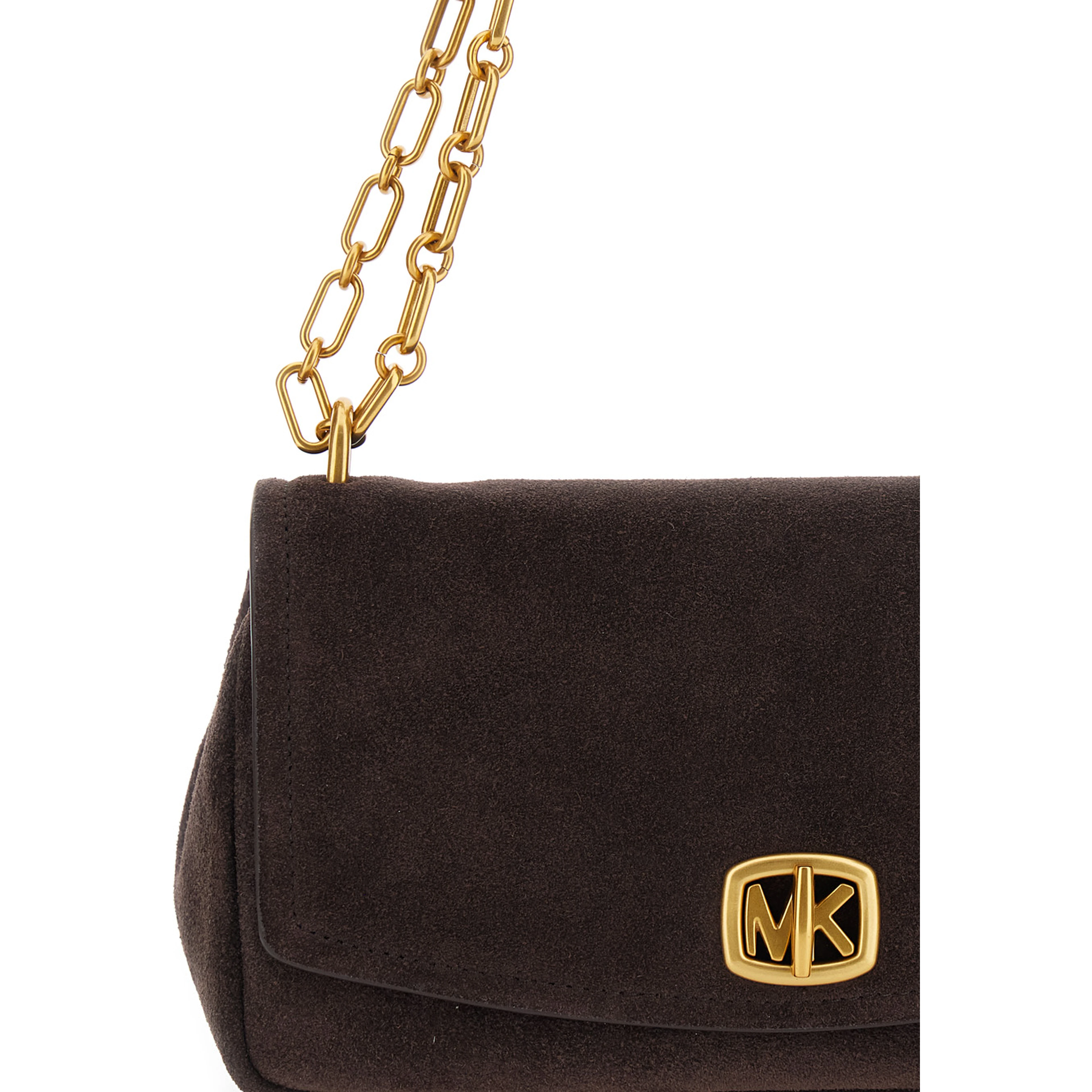 Crossbody bag with chain and logo in brown for women