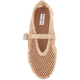 Ballet flats with mesh and leather in white for women