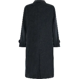 Gray Coat with Notched Revers and Front Button Closure. Features two side pockets and long sleeves. Made of Tech Fabric. Gray. Men.