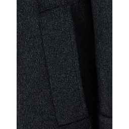 Gray Coat with Notched Revers and Front Button Closure. Features two side pockets and long sleeves. Made of Tech Fabric. Gray. Men.