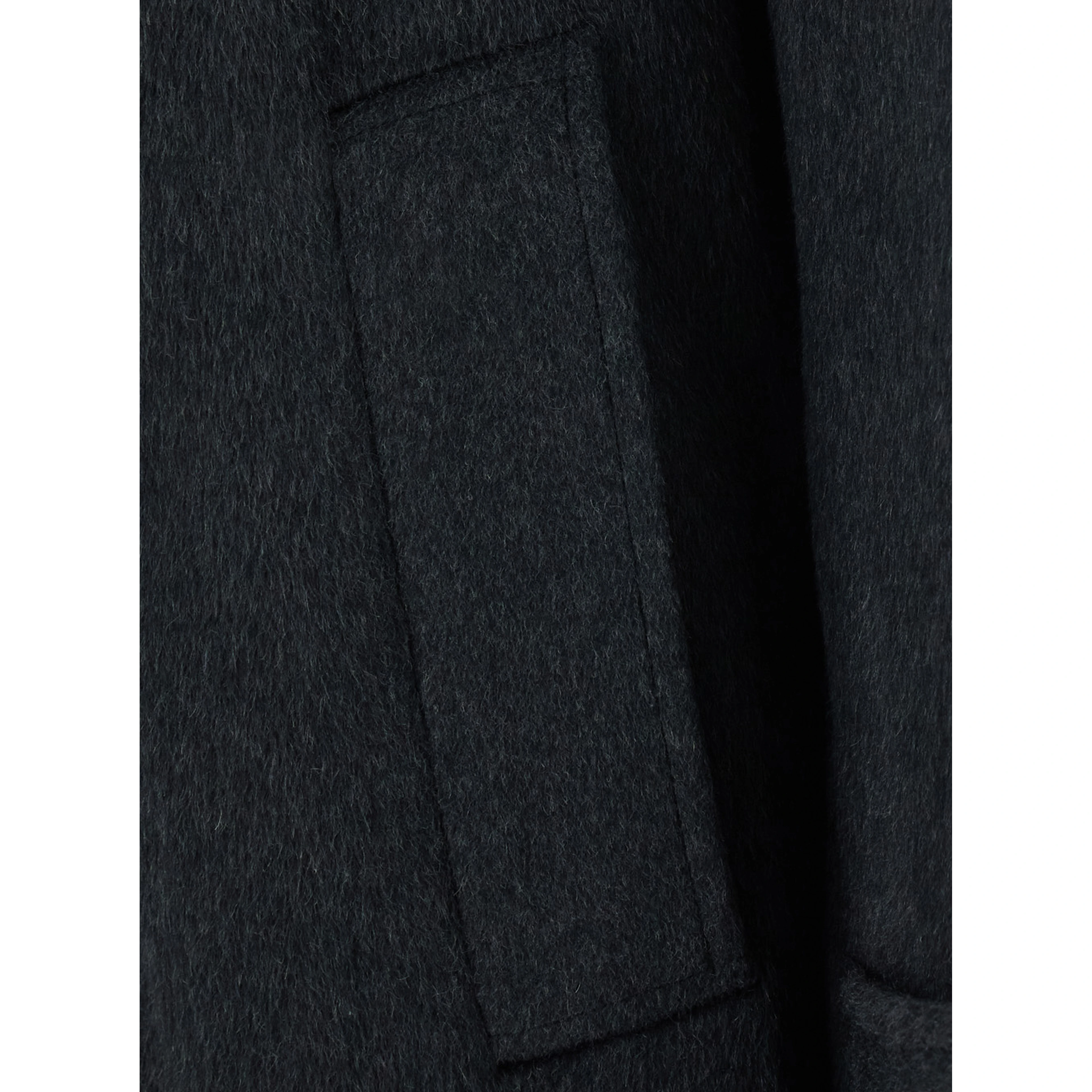 Gray Coat with Notched Revers and Front Button Closure. Features two side pockets and long sleeves. Made of Tech Fabric. Gray. Men.