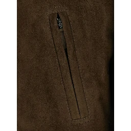 Mens brown fabric hooded coat