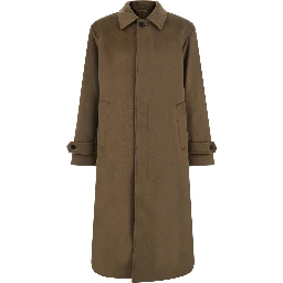 GIBSON Coat with Notched Revers and Brown Leather Front Closure for Women