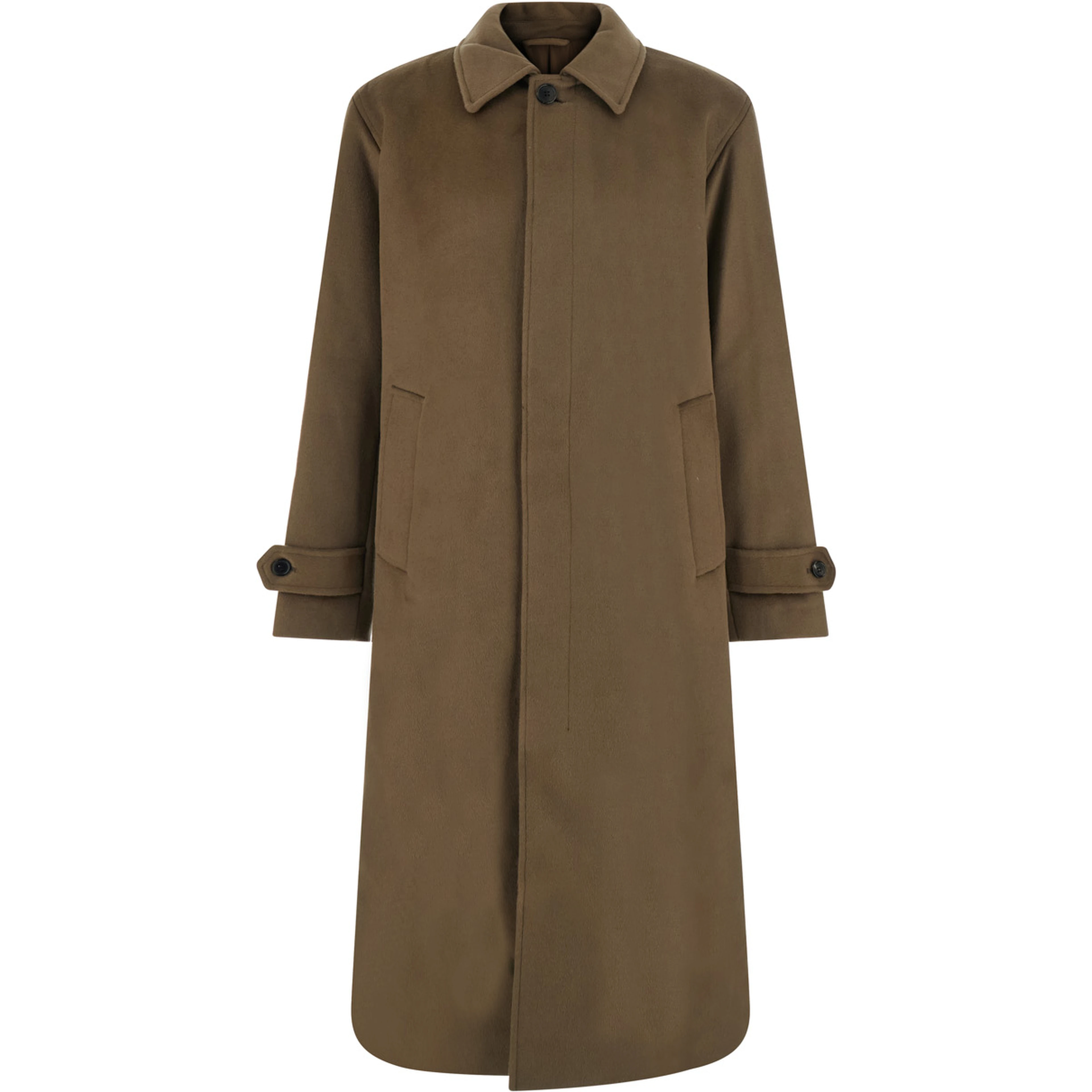 GIBSON Coat with Notched Revers and Brown Leather Front Closure for Women