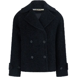 SHORT COAT with classic collar and long sleeves in tech fabric blue men