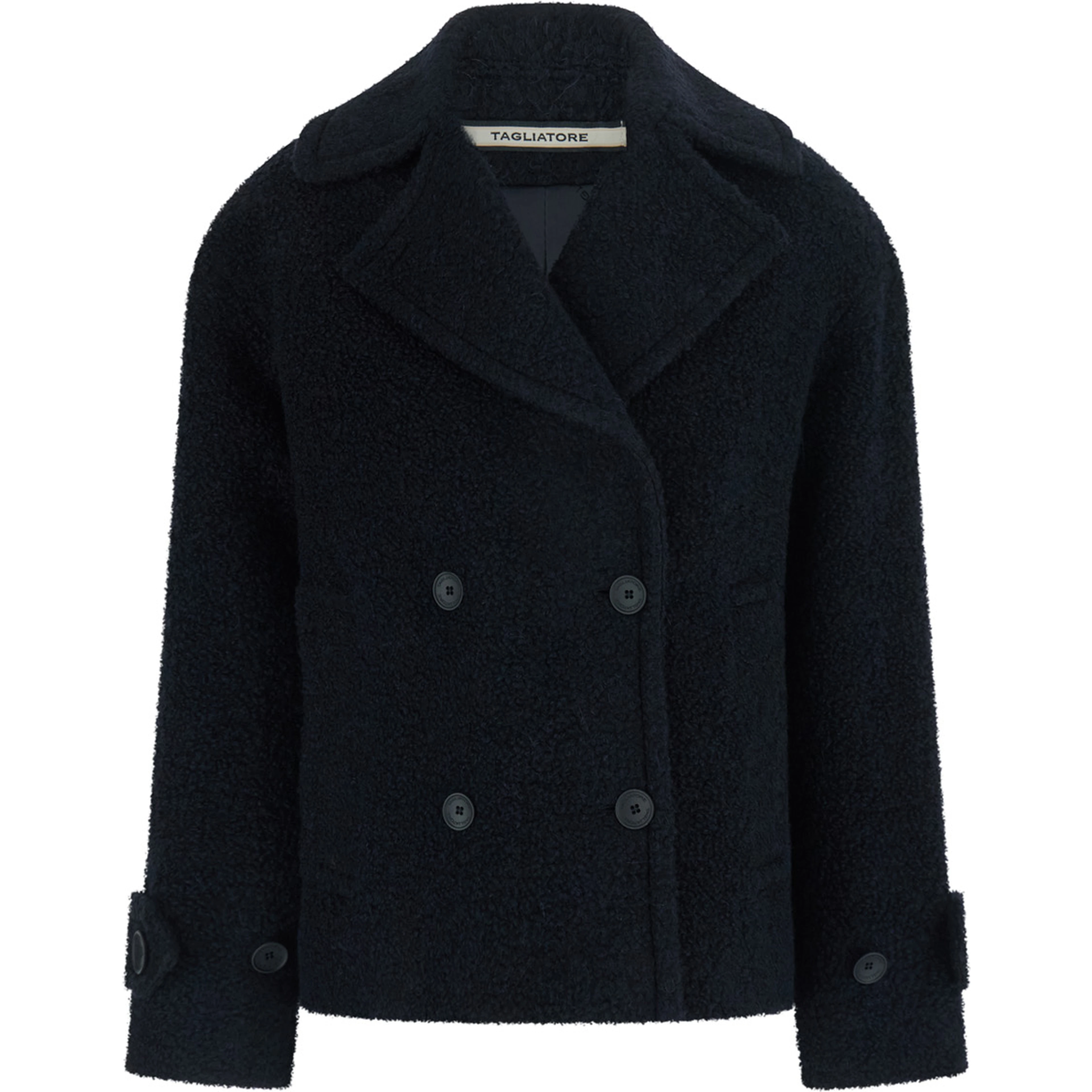 SHORT COAT with classic collar and long sleeves in tech fabric blue men