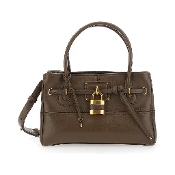 Shoulder Bag Brown with Leather Details