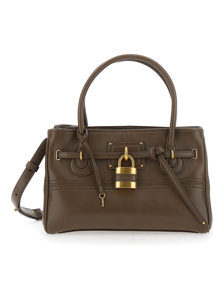 Shoulder Bag Brown with Leather Details