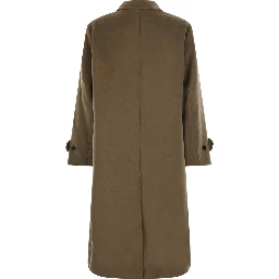 GIBSON Coat with Notched Revers and Brown Leather Front Closure for Women