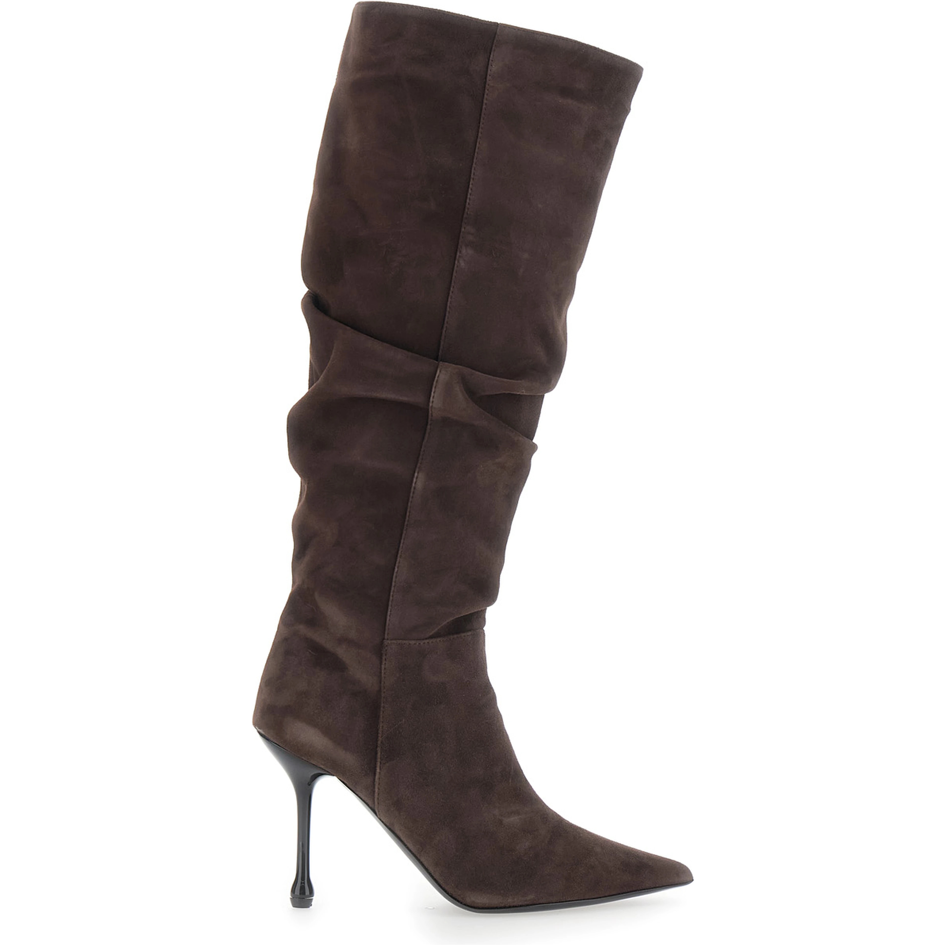 Knee-high boots with 90 heel in brown suede