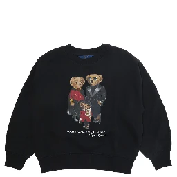 Knit pullover sweatshirt with ribbed details and Black logo Boy