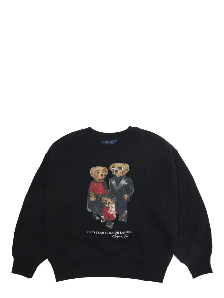 Knit pullover sweatshirt with ribbed details and Black logo Boy