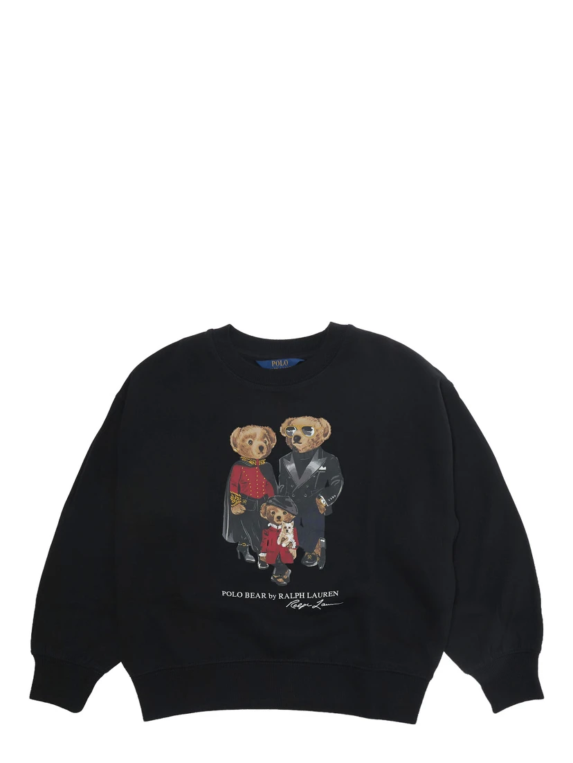 Knit pullover sweatshirt with ribbed details and Black logo Boy