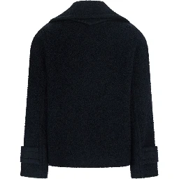 SHORT COAT with classic collar and long sleeves in tech fabric blue men