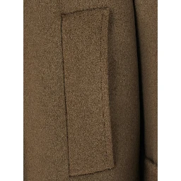 GIBSON Coat with Notched Revers and Brown Leather Front Closure for Women
