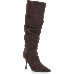 Knee-high boots with 90 heel in brown suede