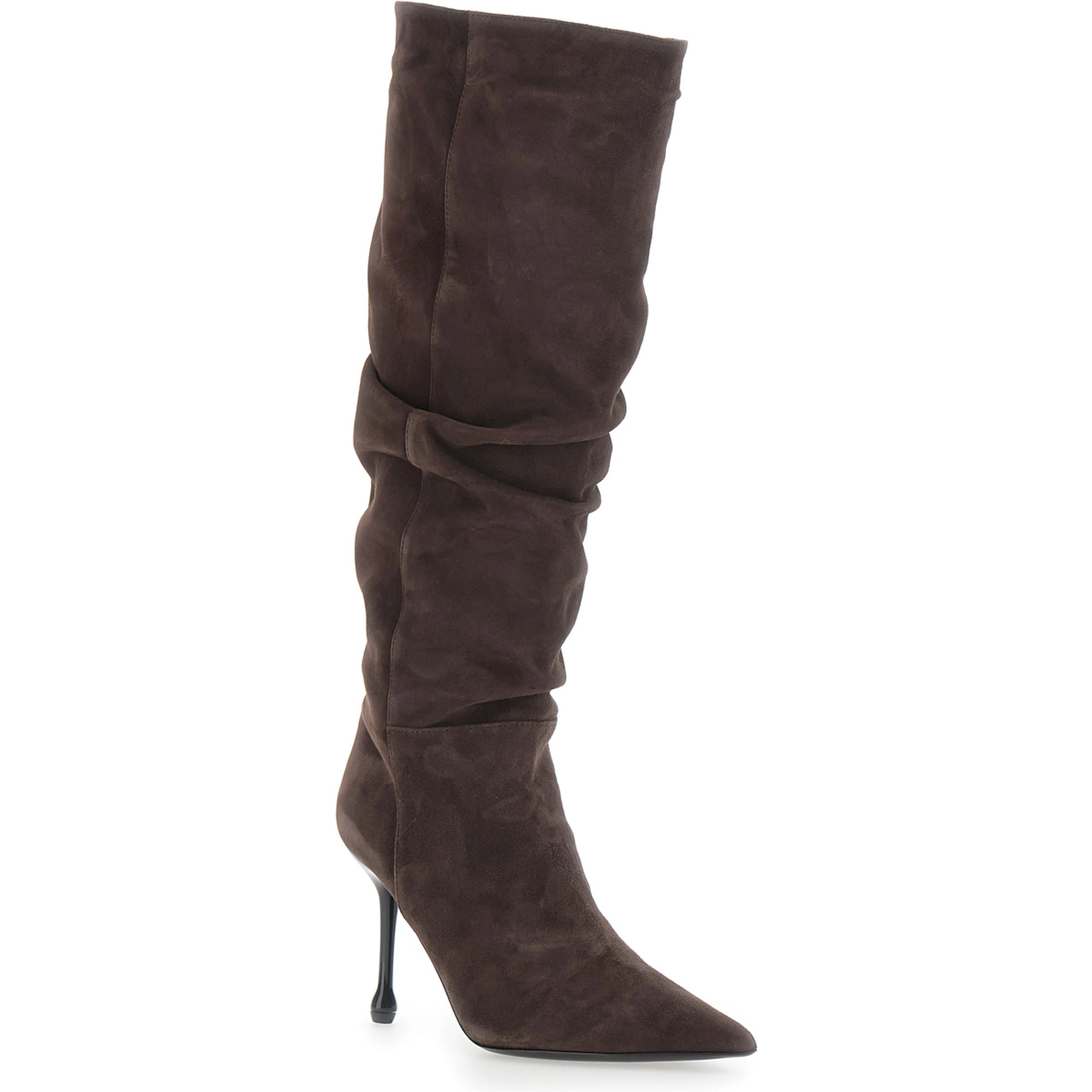 Knee-high boots with 90 heel in brown suede