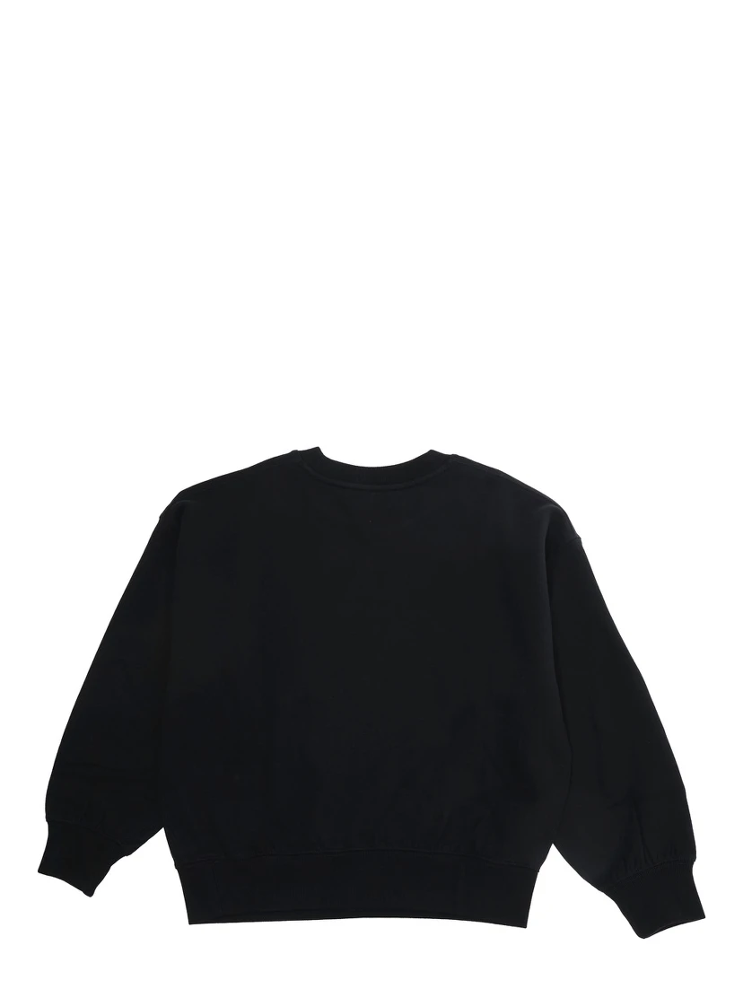 Knit pullover sweatshirt with ribbed details and Black logo Boy