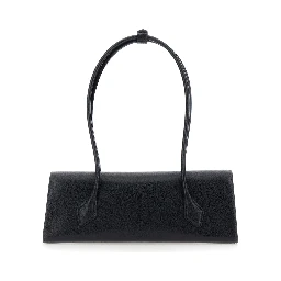Shoulder bag TECKEL FLAP MEDIUM with leather details and ALAIA logo, black, women