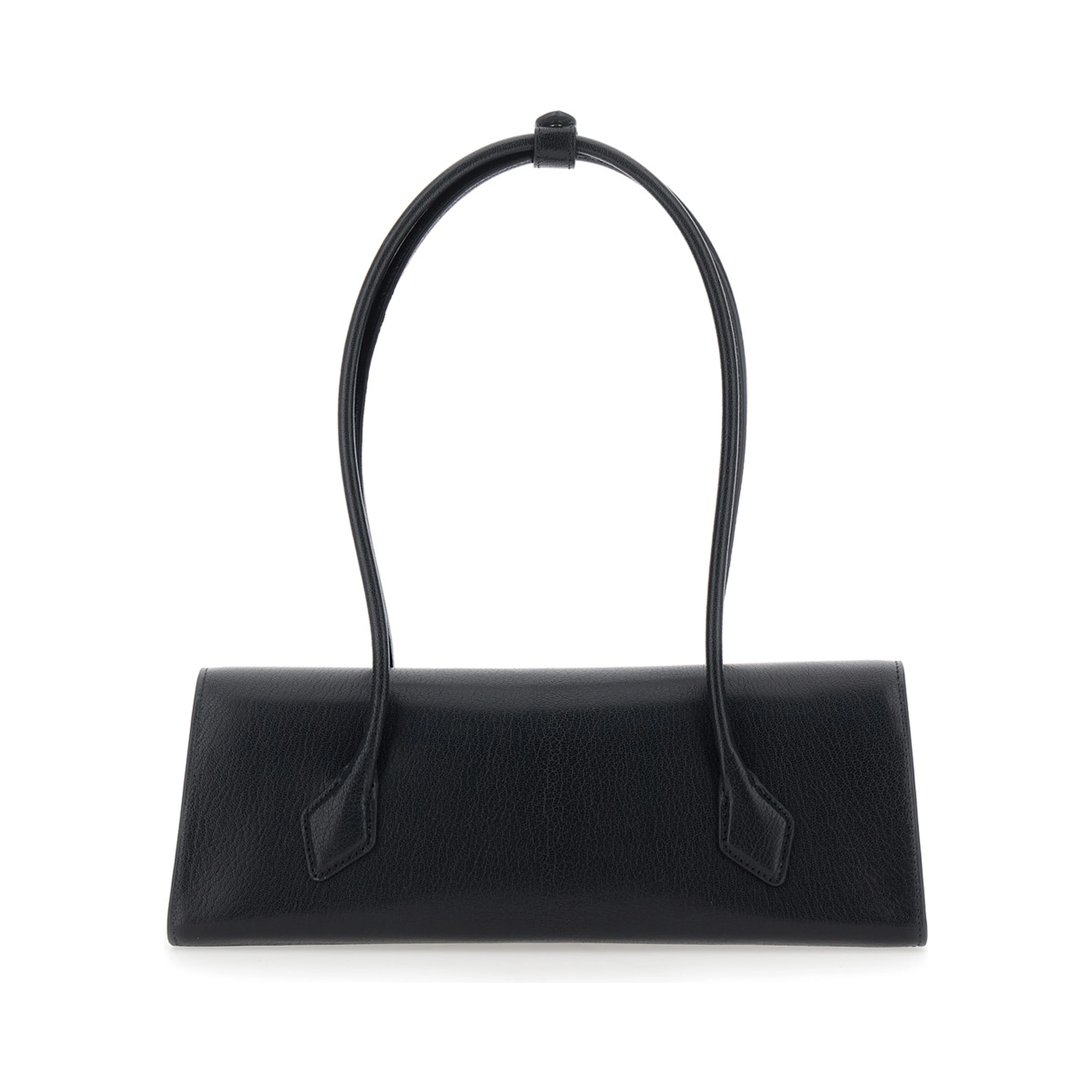 Shoulder bag TECKEL FLAP MEDIUM with leather details and ALAIA logo, black, women