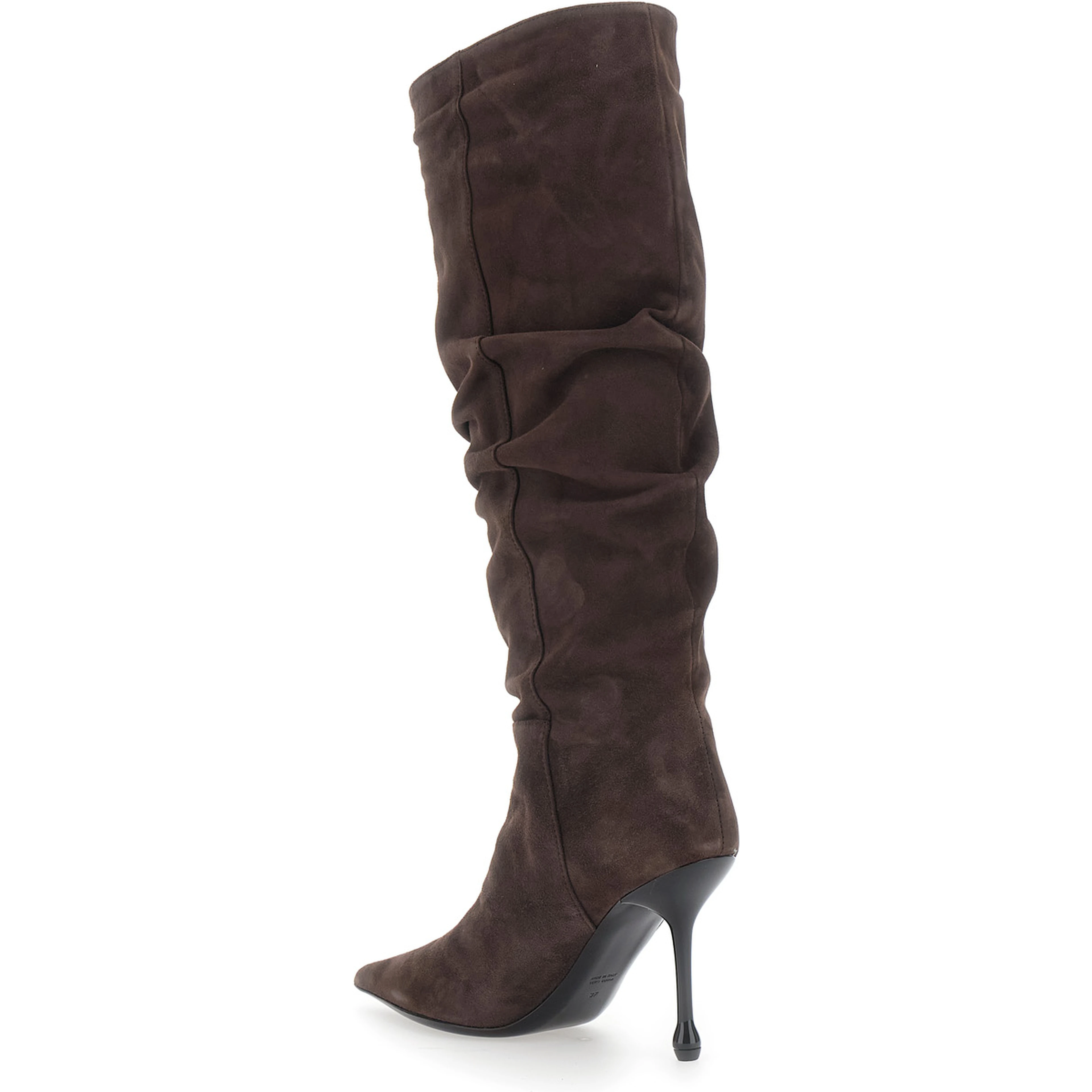 Knee-high boots with 90 heel in brown suede