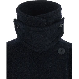 SHORT COAT with classic collar and long sleeves in tech fabric blue men